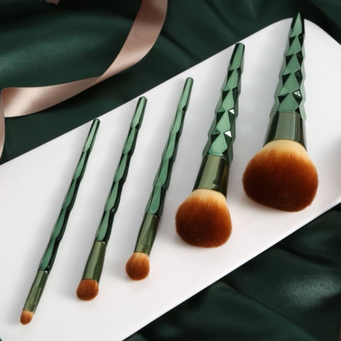 Green prism makeup brush set
