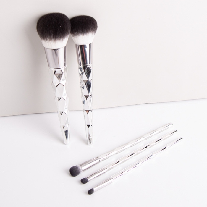 Silver prism makeup brush set